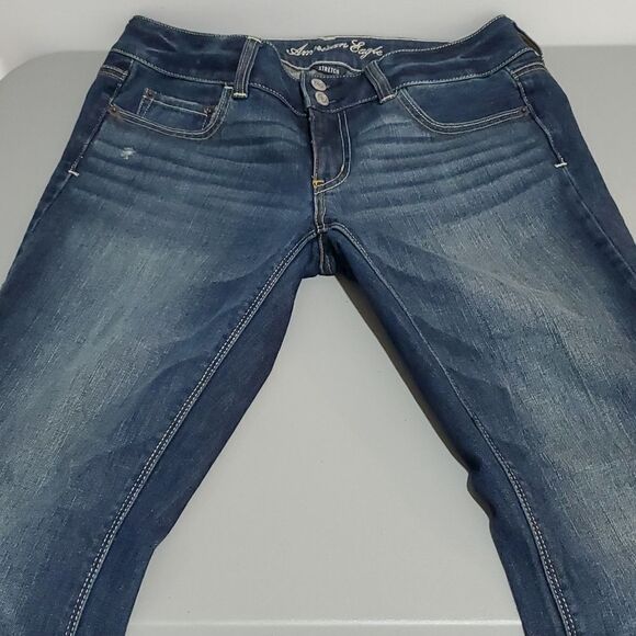 𝅺american Eagle dark wash 33x29" size 8 stretch artist jeans - Picture 5 of 8